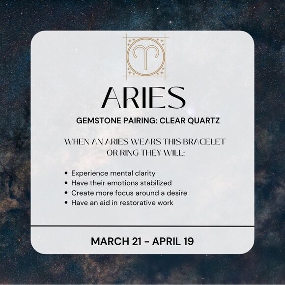 NWT Wool + Pepper Co. Aries + Clear Quartz Bracelet - Zodiac x Gemstone - Picture 2 of 10